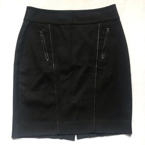 Ann Taylor Black Pencil Skirt with Exposed Zippers